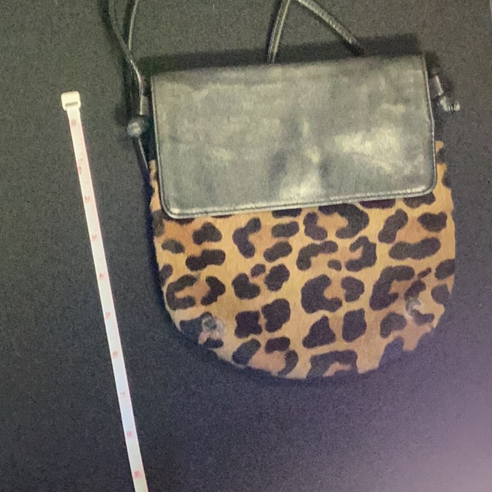 Leather purse animal print fur aprox 8”x 7.5”